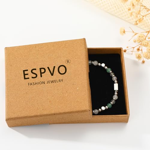 Image of Natural Healing Crystal Bracelet for Women, Triple Protection Anxiety Relief New Beginnings Good Luck Empath Protection Jewelry Gift for Friends Daughter Mom 6.5+1.8 Inches