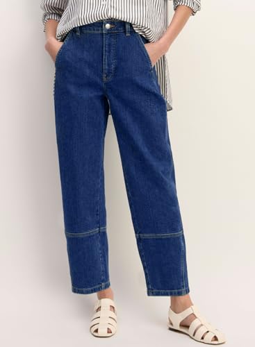 EVALESS Jeans for Women Wide Leg High Waisted Boyfriend Straight Leg Stretchy Cropped Denim Pants2