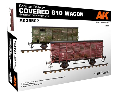 AKインタラクティブ 1/35 WW2 ドイツ有蓋貨車 ギュターワーゲン G10型 プラモデル AK35502