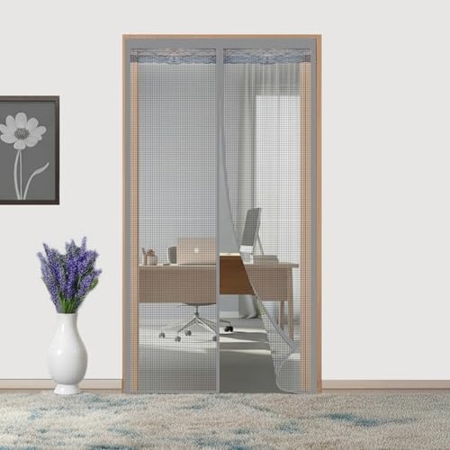 Image of The Furnishing Tree Strong Magnetic Mosquito Net Door Curtain | Automatic Self Closing | Designer Lace at the top with Breathable Fly Protection for Main Door, Balcony, Kitchen & Bedroom, 210x100 CM.