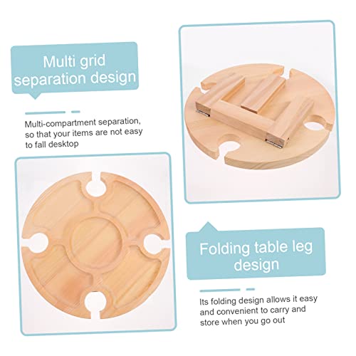 Table pliante ronde avec support vin pour camping portable - 5