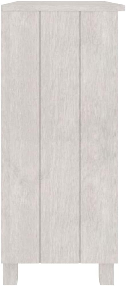 HAMAR White Solid Wood Pine Sideboard 33.5"x13.8"x31.5" with 2 Shelves, Rustic Wooden Cabinet for Ample Storage, Sturdy Frame and Stable Furniture for Home Organization