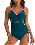 Blooming Jelly Womens One Piece Swimsuit Tummy Control Bathing Suits Full Coverage Swim Suits 2025 (XL, Peacock Green)