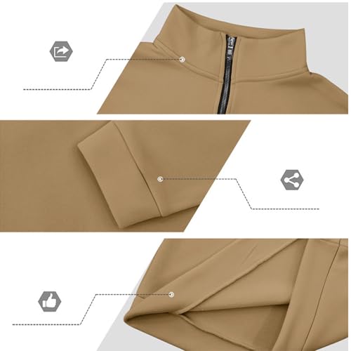 Men's Quarter Zip Pullover Fleece Lining Thermal Golf Sweatshirt Winter Long Sleeve Golf Shirts for Business Casual4