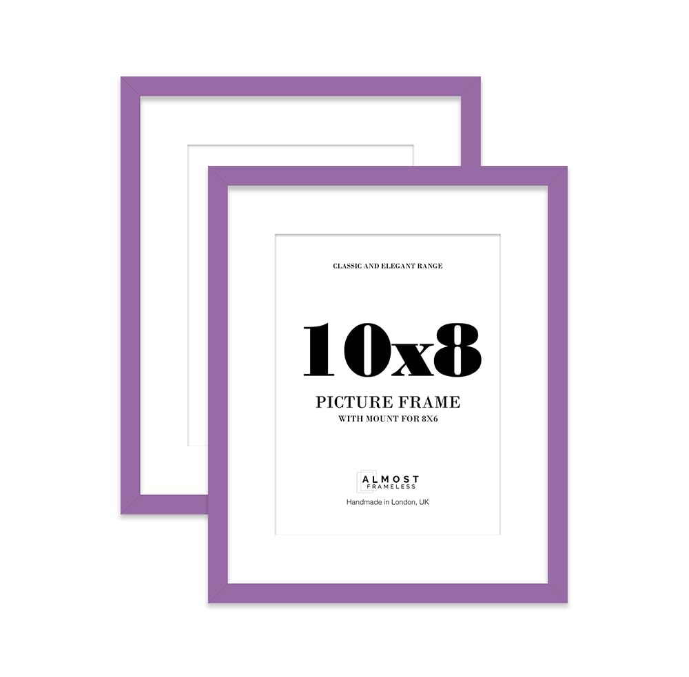 Purple Picture Frame 10x8 With 8x6 Mount for Photos - Wall & Table Display, Landscape or Portrait, 2 Pack