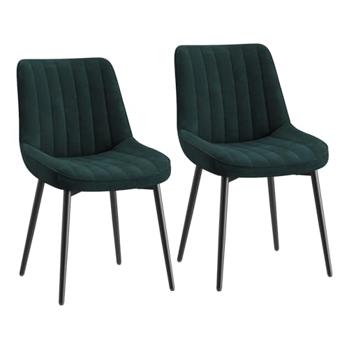 COLAMY Samt Esszimmerstühle 2er Set – Gepolsterte Stühle für Esszimmer & Küche mit Metallbeinen, Dickem Sitzpolster & Rutschfesten...