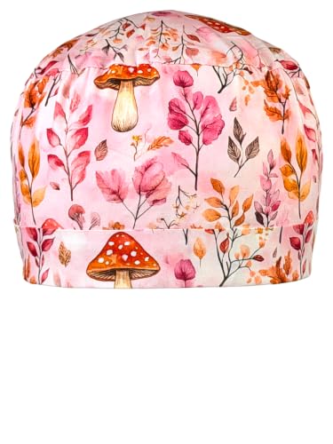Image of Scrub Cap for Women and Men, Ponytail Scrub Caps, Working Hat, Head Cover with Ribbon Ties and Buttons, Long Hair