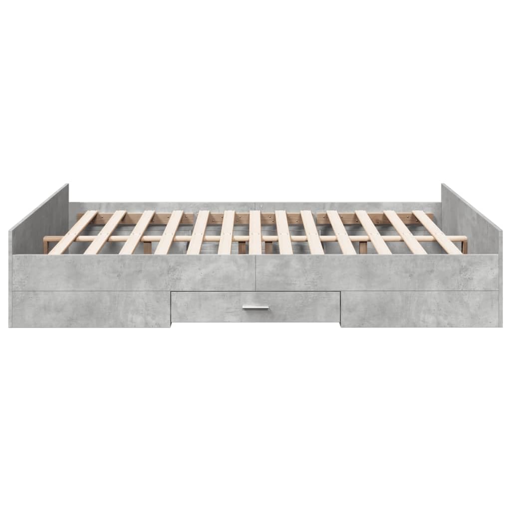 vidaXL Cama con cajones Madera ingeniería Gris hormigón 140x200 cm