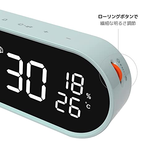 Reloj de espejo con puerto de carga USB mooas con alarma dual y termómetro ambiental 6