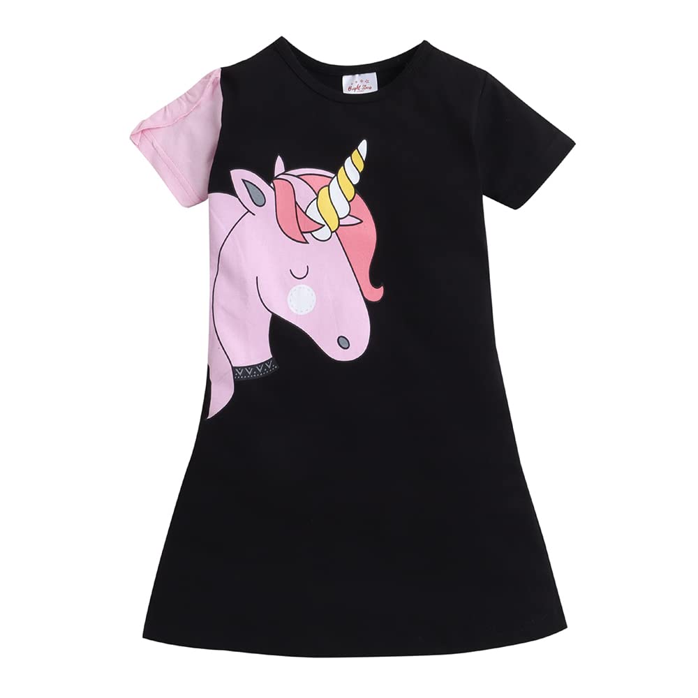 HopscotchGirls Cotton Cartoon Shift-Tunic-Straight Knee-Length Casual Dresses