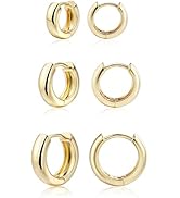 CONRAN KREMIX Small Thick Gold Chunky Hoop Earrings Lightweight Huggie Hoops For Women Girls…