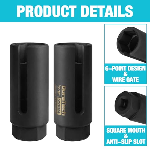 Image of DURATECH O2 Oxygen Sensor Socket 3 /8 inch Drive x 7 /8 inch(22mm), Oxygen Sensor Remover Tool Chrome-Vanadium Steel with Side Wire Gate, O2 Removal and Installation