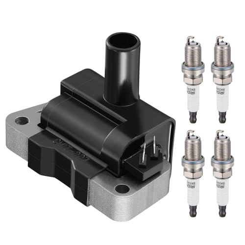 Image of BDFHYK 1 Ignition Coil Pack UF731 and 4 Iridium Spark Plug 7090 Compatible with Nissan 2001-2004 Frontier, 1996-1999 Sentra l4 1.6L 2.4L Coil for UF731 C903 5C1661 CMIT227