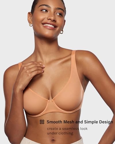 Image of INLYRIC Women's Mesh Balconette Bra Unlined | Ultra-soft, Unlined, Underwire, Light Support, No Padding, Semi-sheer, Demi, Seamless Look, Sexy, Supportive Comfortable