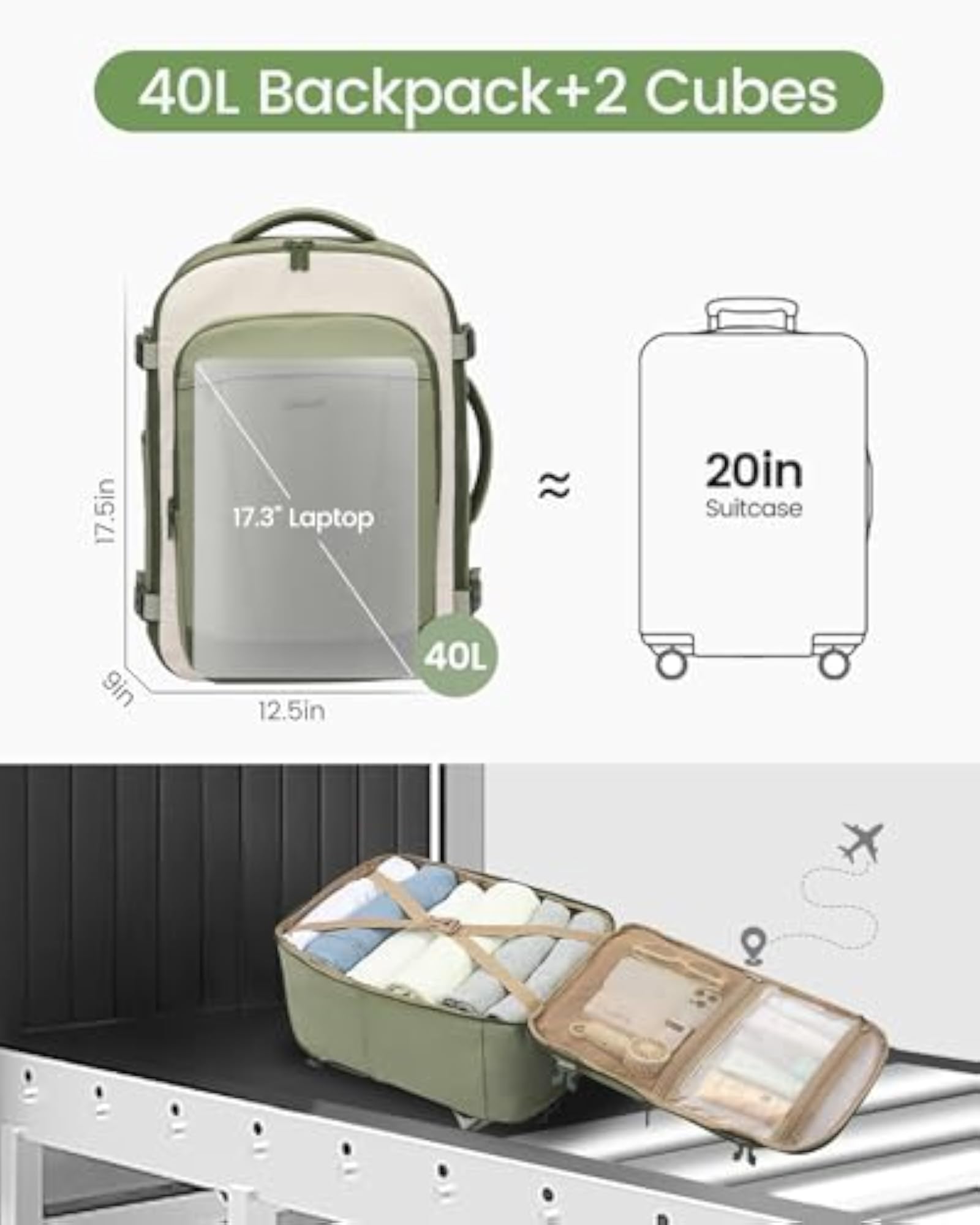 40L Travel Backpack for Women and Men