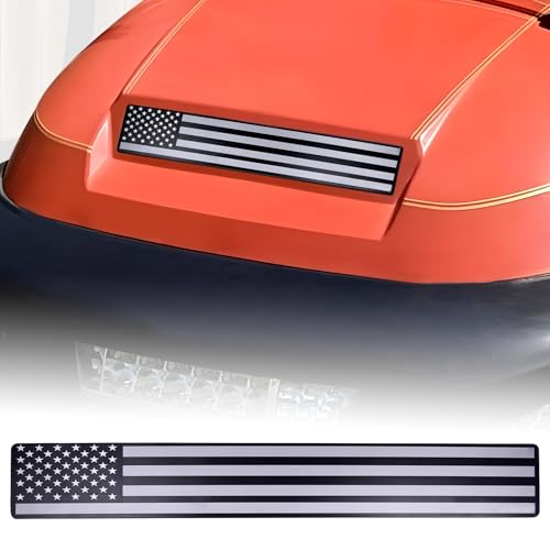 Golf Cart American Flag Plate, Fits Club Car Precedent Cart Front Name Plate Inserts Exterior Accessories(Black & Grey) Not fit DS Carts(Full Flag)