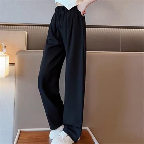 Girls Pull on Straight Pants Kids Plain High Waist Fall Thin Sweatpants Wide Leg Casual Comfy Trousers with Pockets3