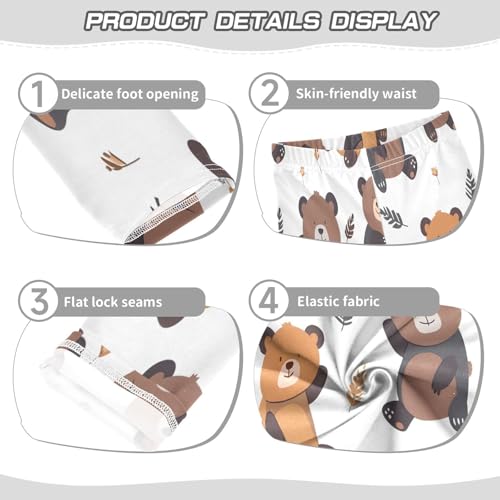 Toddler Girls Leggings Printed Yoga Pants Leggings Cartoon Brown Bear for Kids3