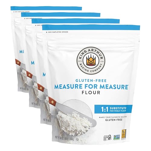 Image of King Arthur Measure for Measure Gluten-Free Flour: All-Purpose 1:1 Substitute for Wheat Flour, Non-GMO, Kosher Certified, 3 lbs Bag for Baking Cookies, Cakes, Muffins (Pack of 4)