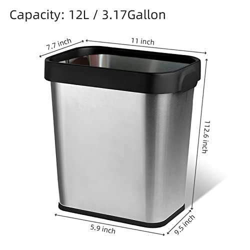 2Pack-Stainless-Steel-Trash-Can-3-Gallon-Open-Top-Trash-Can-6-x-11-x-13-Rectangle-Trash-Can-Kitchen-Slim-and-Narrow-Small-Trash-Can-No-Lid-for-Kitchen-Bathroom-Living-Room-Office