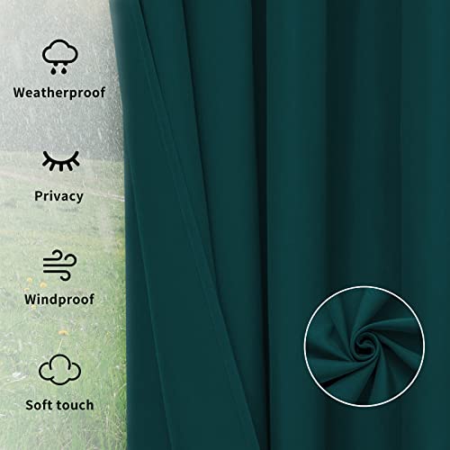 Image of Easy-Going Outdoor Curtains for Patio 1 Panel, 54x108 inch, Teal | Waterproof, Windproof, Weatherproof Privacy Outdoor Curtains for Cabanas Porches and Pergolas, Grommet Top and Tab Bottom
