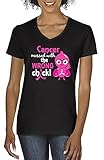 Fight Like a Girl Cancer Messed with The Wrong Chick Breast Cancer Awareness Ladies V-Neck T-Shirt - Black w/Pink [S]