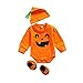 Dazzerake Costume di Halloween per Bambini Ragazza Zucca Pagliaccetto Senza Maniche Tute Top + Cappelli Abiti Vestiti per Neonato (3 pezzi, 12-18 mesi)