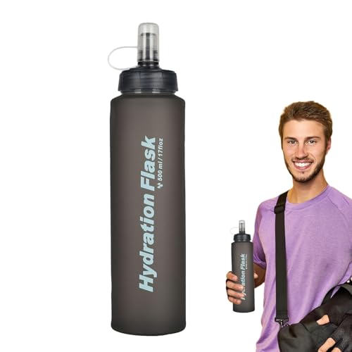 Botella de agua deportiva – Botella de agua deportiva | Botella suave para beber al aire libre, botella multiusos de 500 ml, botellas de agua portátiles con tapa para viajes, trotar