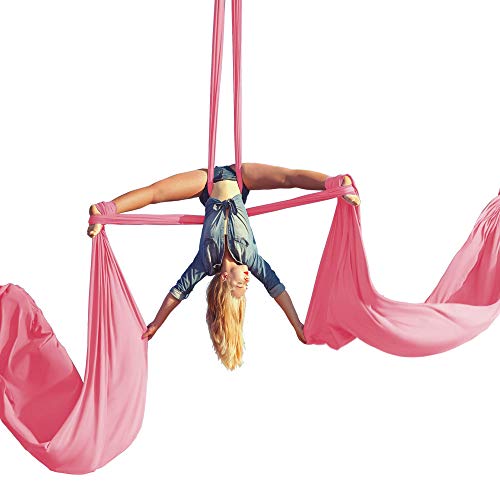 aum active Aerial Silks Starter Kit - Durable 9 Yards of Aerial Yoga Hammock with Hardware & Guide - Aerial Swing for Acrobatic Flying Yoga & All Levels (Aerial Rigging Point Up to 17ft)
