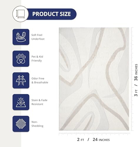 Abani-Nomad-Cream & Beige Area Rug-Abstract Pattern