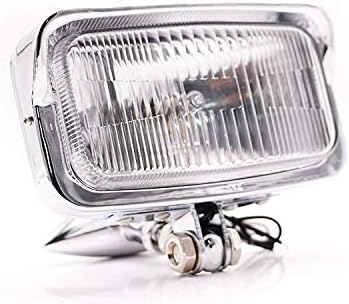 Motorcycle Retro Retro Vintage Square Rectangle Headlight for Harley Honda Kawasaki Cruisers Choppers Bobber VN Cafe Racer (Chrome)