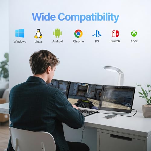 Image of Laptop Screen Extender, 14 inch Triple Monitor Extender, 1080P FHD Portable Monitor for Laptop, Upgraded Auto-Width Fits 13-17.3 inch Laptops, Plug & Play Screen Extender Compatible with Windows /Mac /Chrome