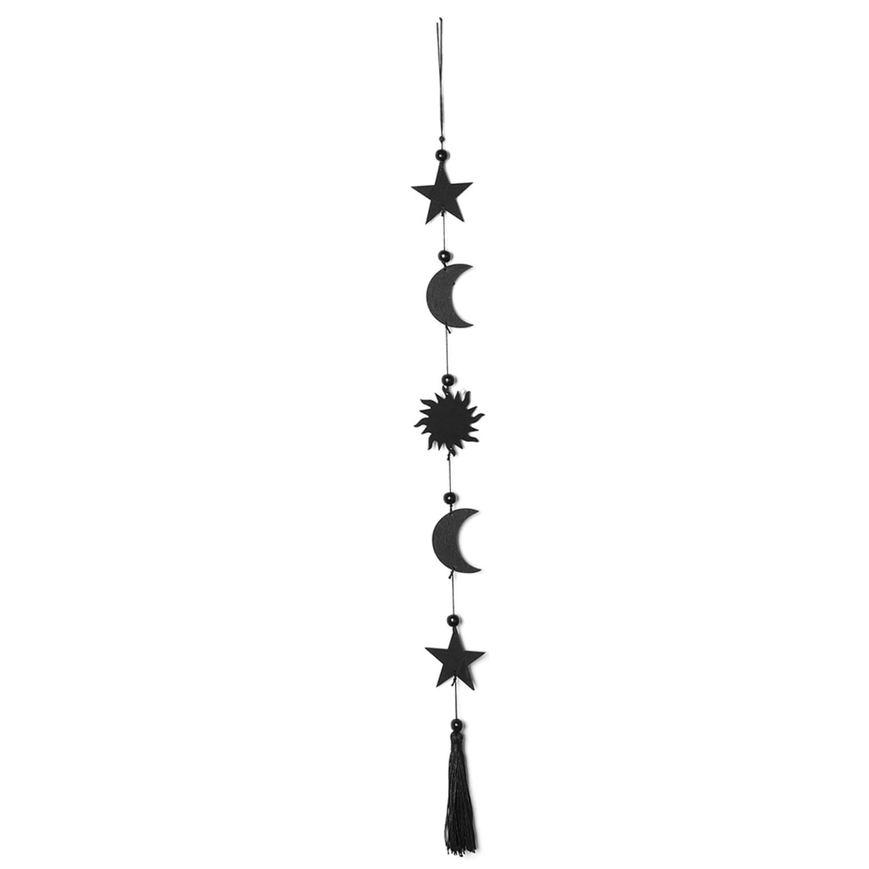 Elyebxj Moon Phases Boho Hanging Wall Decor, Wooden Star Sun Decorations with Metal Chains, Pendant for Yoga, Meditation, Sun