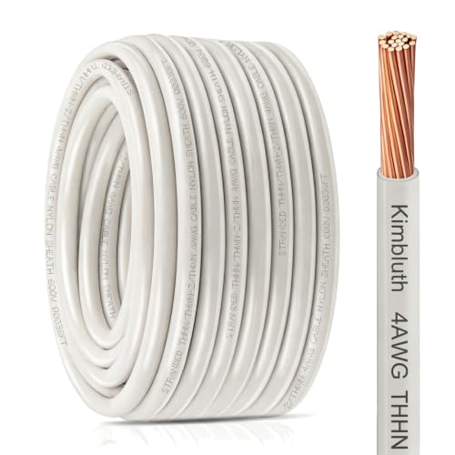 THHN Wire 4 Gauge 10 FT Stranded Copper Wire, White