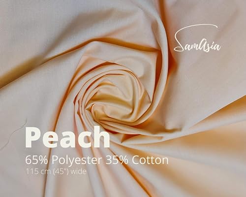 Plain Peach Polycotton Fabric for Dressmaking Art & Craft, Sewing, Quilting, 1 METRE - Image 2