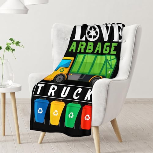 Mercuryelf Garbage Truck Blanket Gift - 30x40 Inches Funny Throw Blankets for Kids - Black Soft, Fuzzy & Warm Throws for Lap, Crib