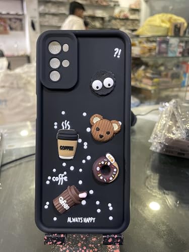 Image of Bintage Cute Fun Taddy| 3D Ball Bear| Donut| Coffee Rubber Case Full Body & Camera Protection Back Cover Compatible for Motorola Moto G22 4G - Black