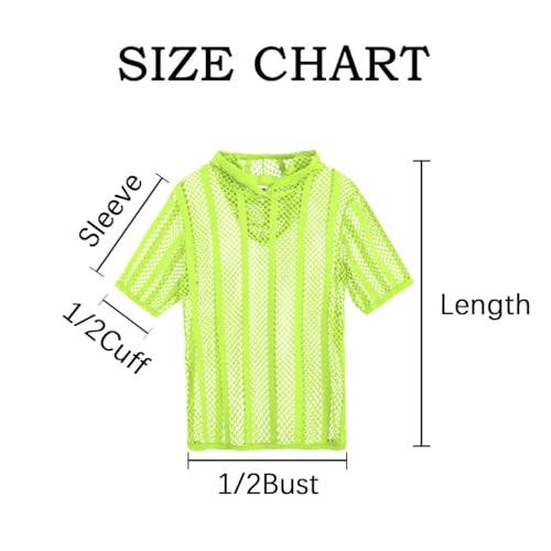 Men's Sexy See Through Fishnet Hoodies Short Sleeve T-Shirt Sheer Mesh Pullover4
