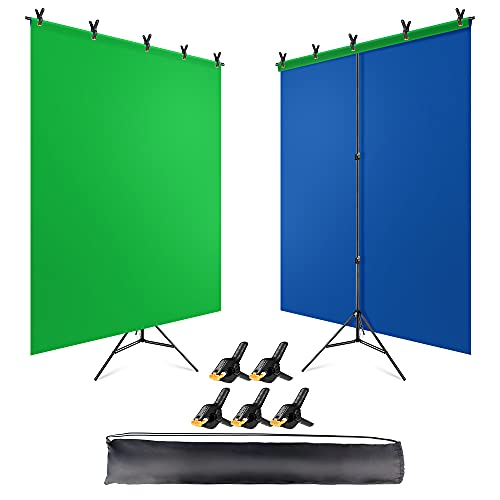 Blue Green Screen Backdrop with Stand (6.5x5ft)