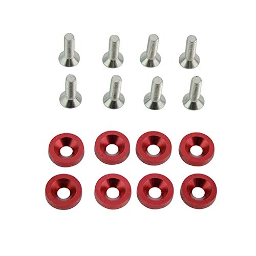 Screw 16pcs/Set Car Modification Universal Multifunction License Plate Mini Tool DIY Screw Set Bumper Washer Gaskets Motorbike M6 - (Color: Red)