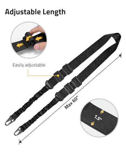 CVLIFE Two Points Sling with Length Adjuster Traditional Sling with Metal Hook for Outdoors Black - image 3