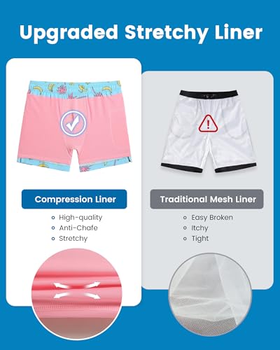 Image of maamgic 5inch Mens Swim Trunks with Compression Liner 2-in-1 Swimming Shorts Stretch Quick Dry with Zipper Pockets