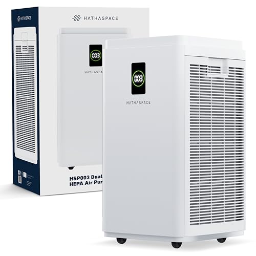 HATHASPACE Smart Air Purifiers – True HEPA Air Purifier, Cleaner & Filter for Allergies, Smoke, Pets – Eliminator of 99.9% of Dust, Pet Hair, Odors – HSP003 – 2800 Sq. Ft.