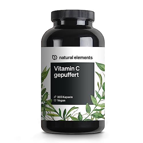 Vitamin C gepuffert 500mg – 365 vegane Kapseln – magenschonend, pH-neutral, säurefrei – aus Fermentation von Mais ohne Gentechnik gewonnen – in Deutschland produziert & laborgeprüft