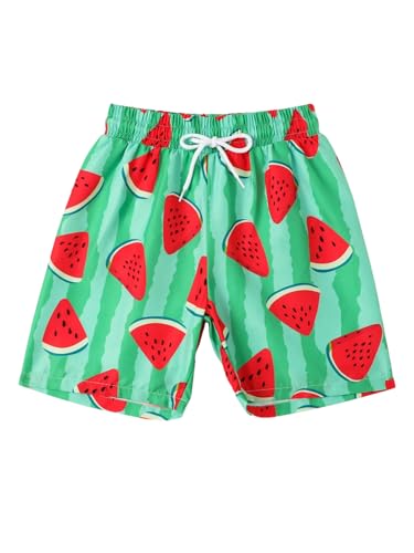 Boy's Swim Trunks Watermelon Print Swim Shorts Drawstring Waist Beach Shorts Bathing Suit