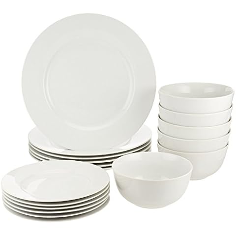 Amazon Basics White 18-Piece Dinnerware Set Cover