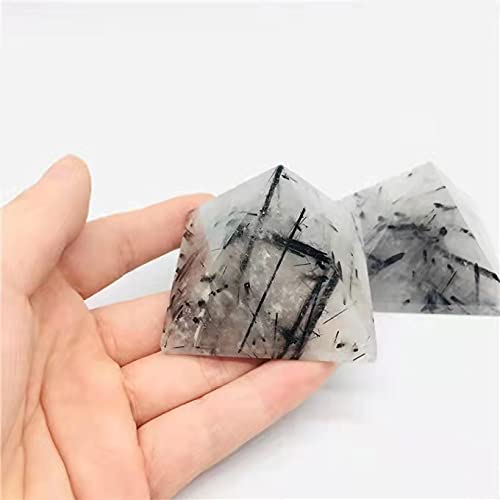 1 Piramide di Cristallo di Quarzo rutilato al Quarzo Nero Naturale da 50 mm DINZHHENGYIN