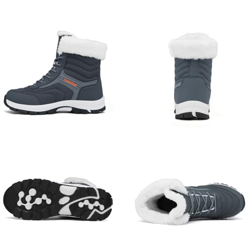 Men's Waterproof Lace-Up Slip-On Snow Boots Comfort Warm Fully Fur Lined Non-Slip Flat Hiking Ankle Boots for Winter Outdoor Climbing Work Boots4