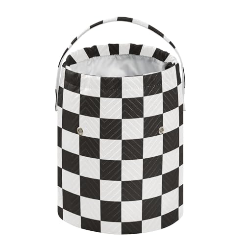 Image of Tatenale Crochet Bag Yarn Bag Knitting Project Bag with Pockets and Handle Portable Yarn Storage Organizer Tangle Free 8.3x11 InchCheckered Black and White15