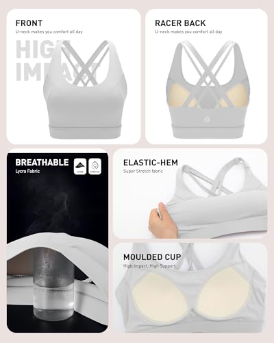 Image of RUNNING GIRL High Impact Sports Bra for Women,Criss-Cross Back Top with Moulded Cups Womens Sports Bra High Support